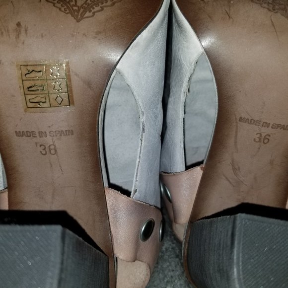 Free People, 'Picture This' Leather Peep Toe Heels, Dove Gray/Tan, Size 36 BNIB - Picture 8 of 10